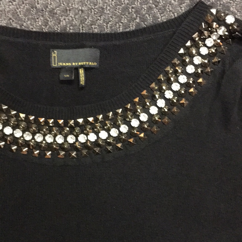 ♥️$5 FINAL PRICE Jeans by Buffalo black studded beaded sweater M L